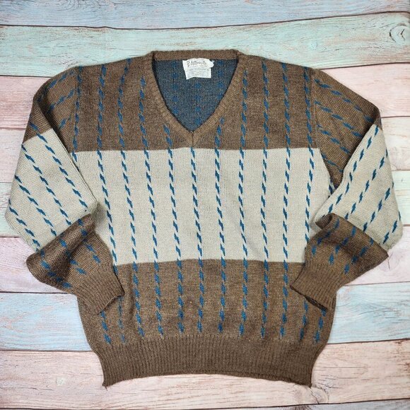 B. Altman Vintage V-Neck Mohair Blend Sweater, Men's XL - Picture 1 of 8